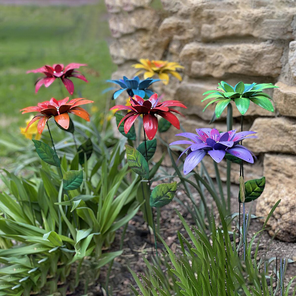 🍀Metal Flowers Garden Stakes